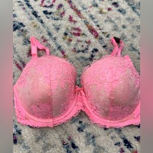 Hot Pink Lace Dream Angels Lined Demi-Buste Bra